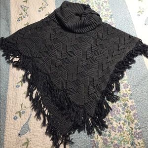 Open sweater with cowl neckline